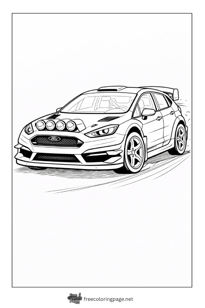 coloring page of ford rally car
