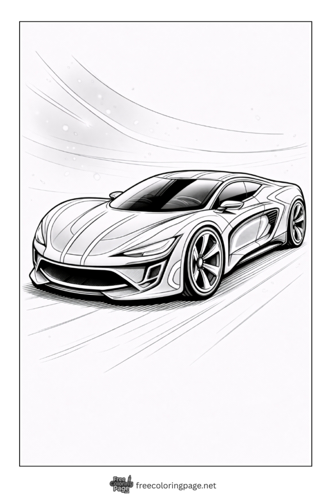 coloring page of futuristic concept car