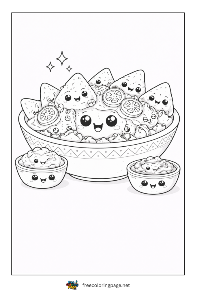 coloring page of cute bowl of cereal