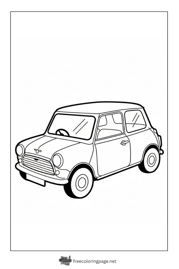 coloring page of mini cooper of mr. bean