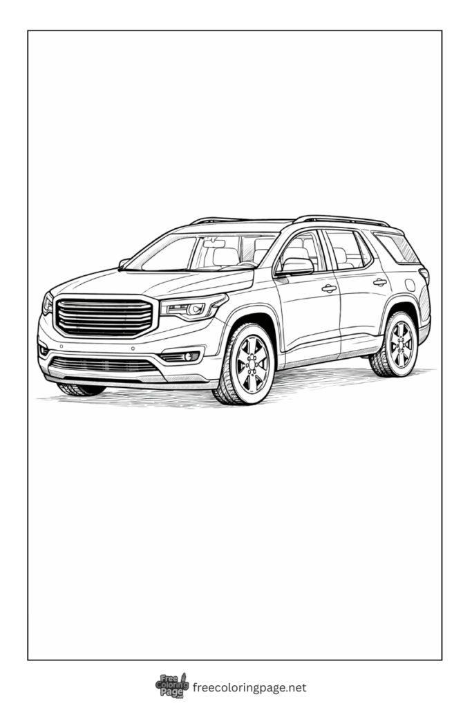 coloring page of modern suv car