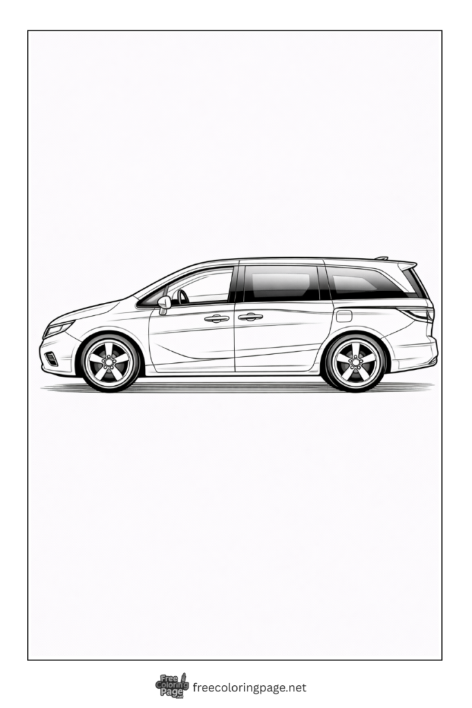 coloring page of modern minivan