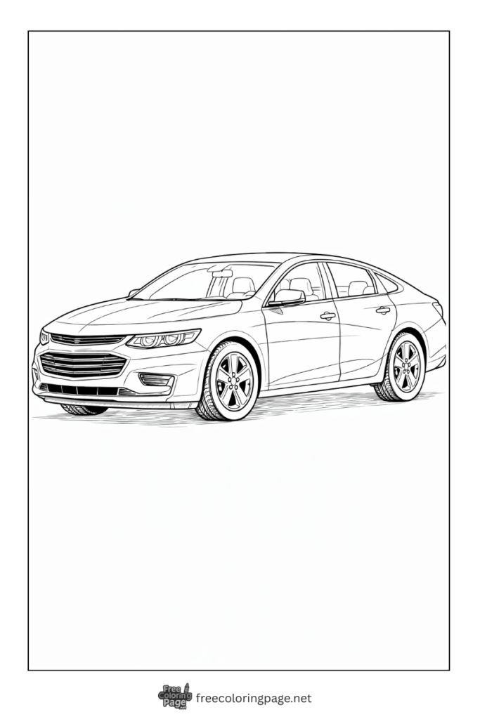 coloring page of modern sedan car