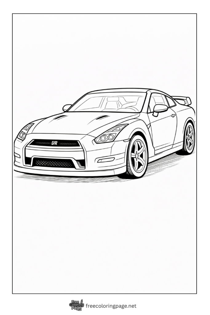 coloring page of nissan gtr car
