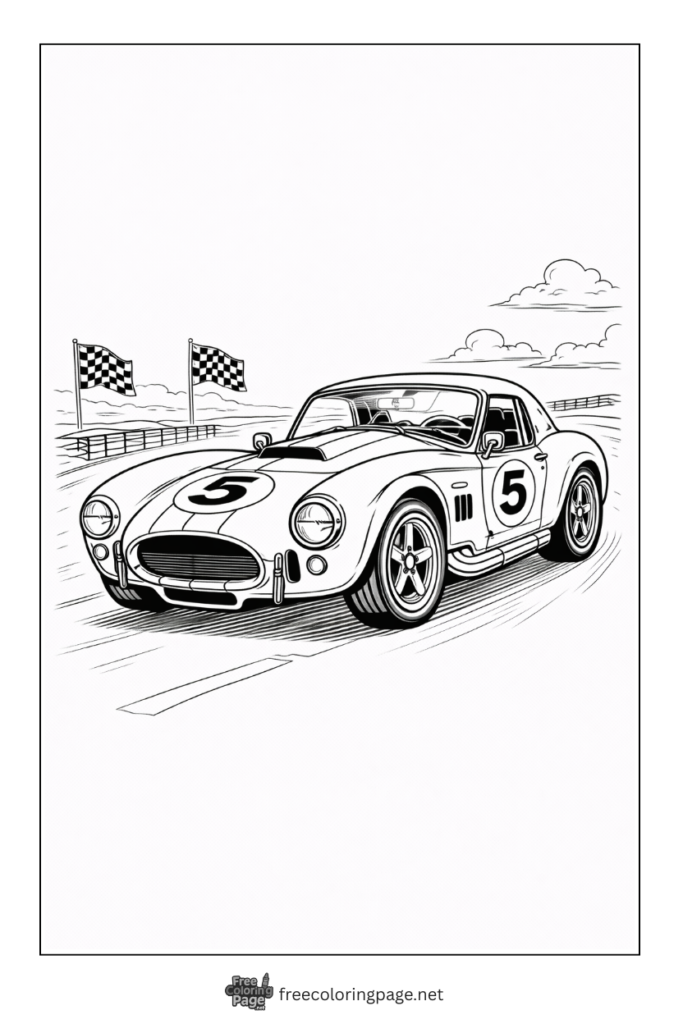 coloring page of old race sports car