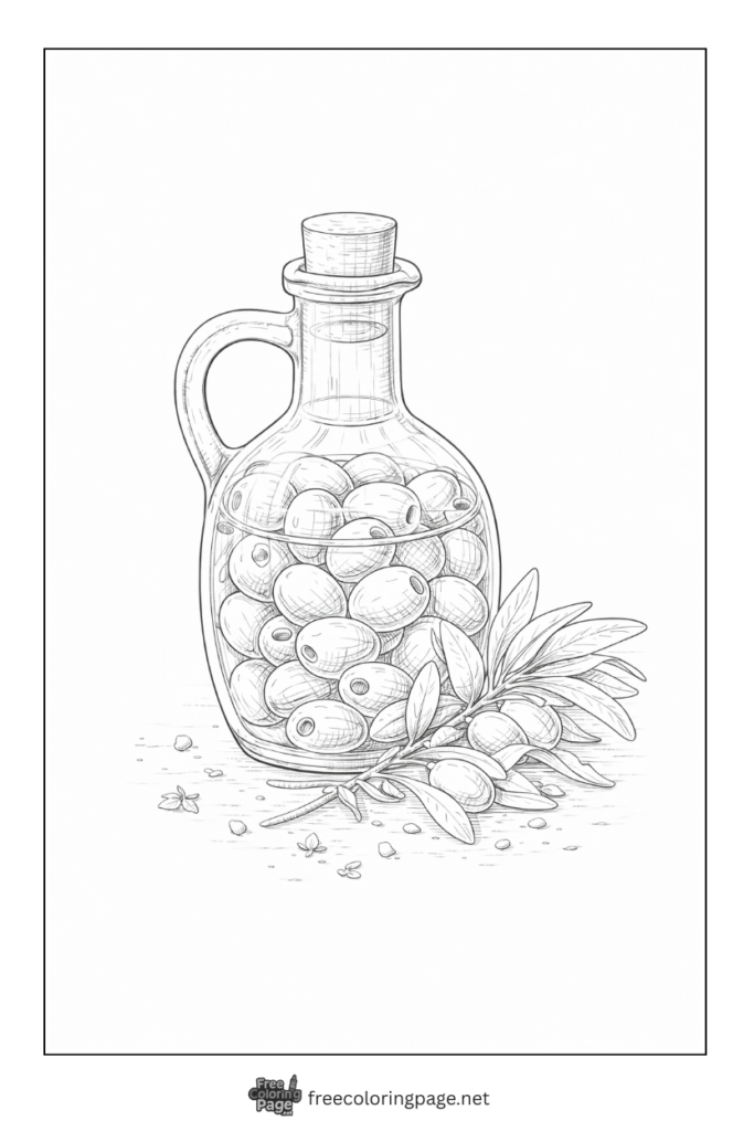 coloring page of olive oil jar