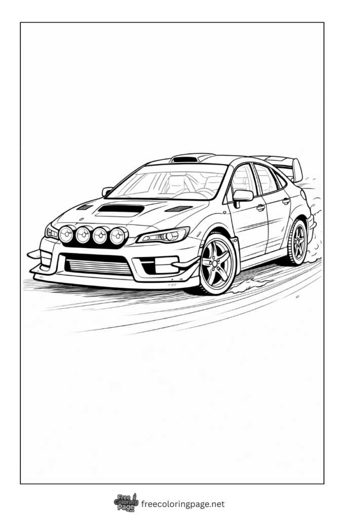 coloring page of rally race car