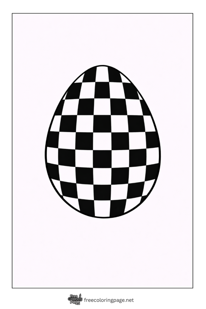 coloring page of easter egg checkerboard design