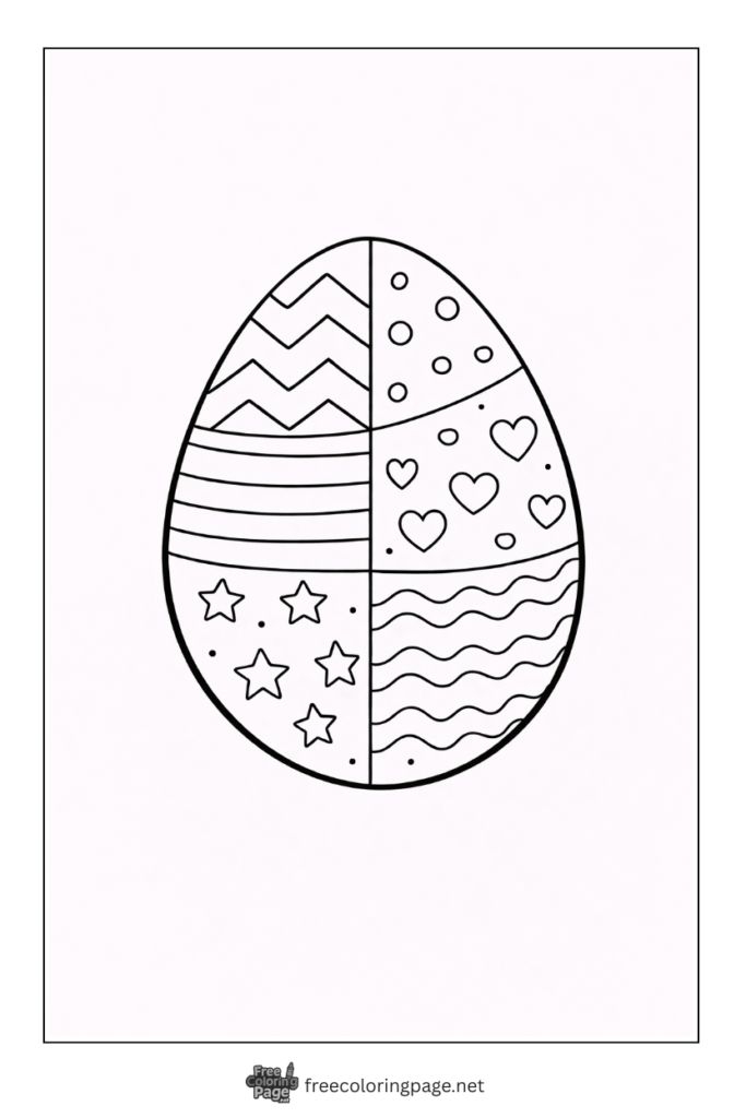 coloring page of easter egg different design patterns