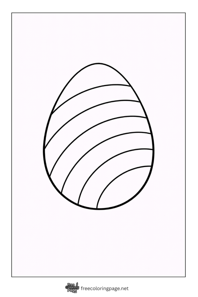 coloring page of easter egg with rainbow pattern