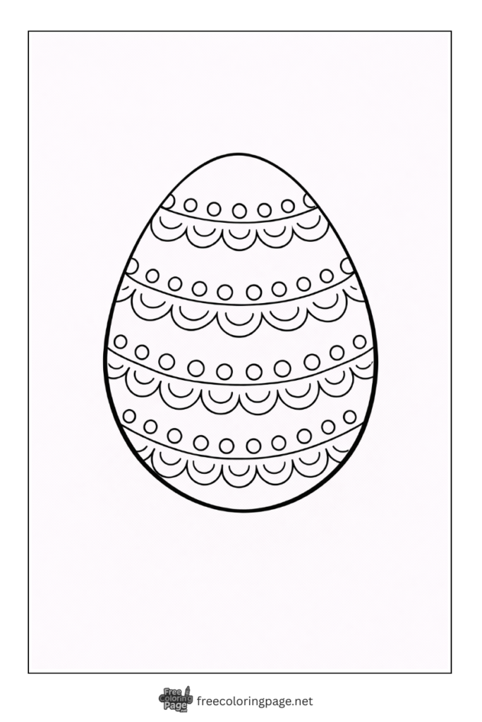 coloring page of easter egg with repeating patterns