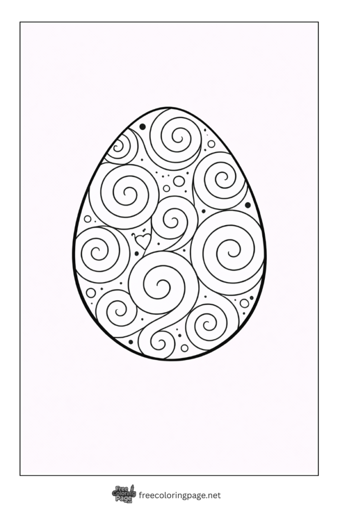 coloring page of easter egg with spring pattern design