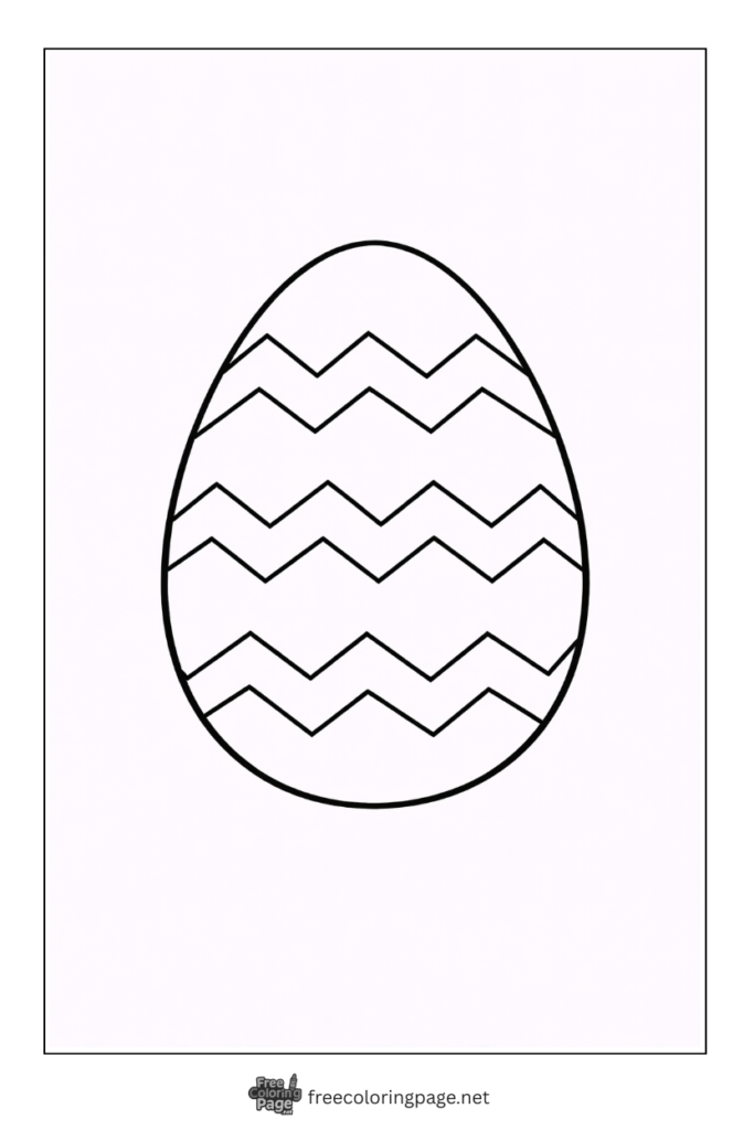 coloring page of easter egg with wavy lines pattern