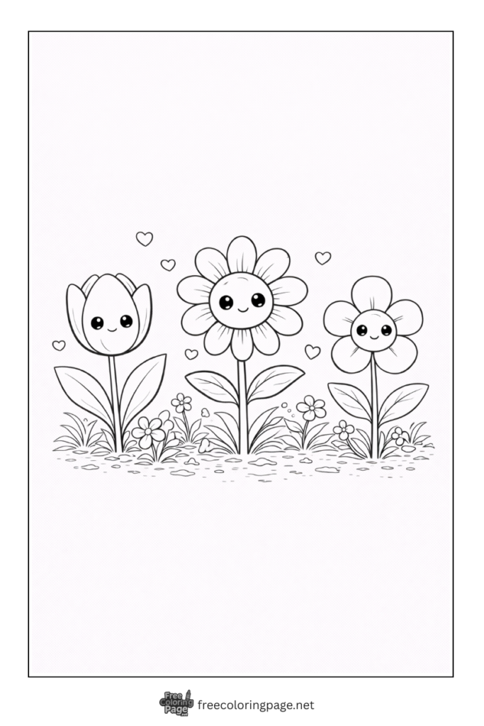 coloring page of spring flowers