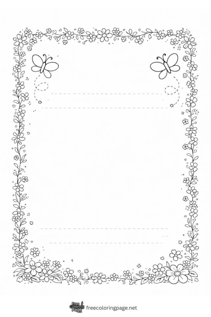 coloring page of spring border blank page for notebook