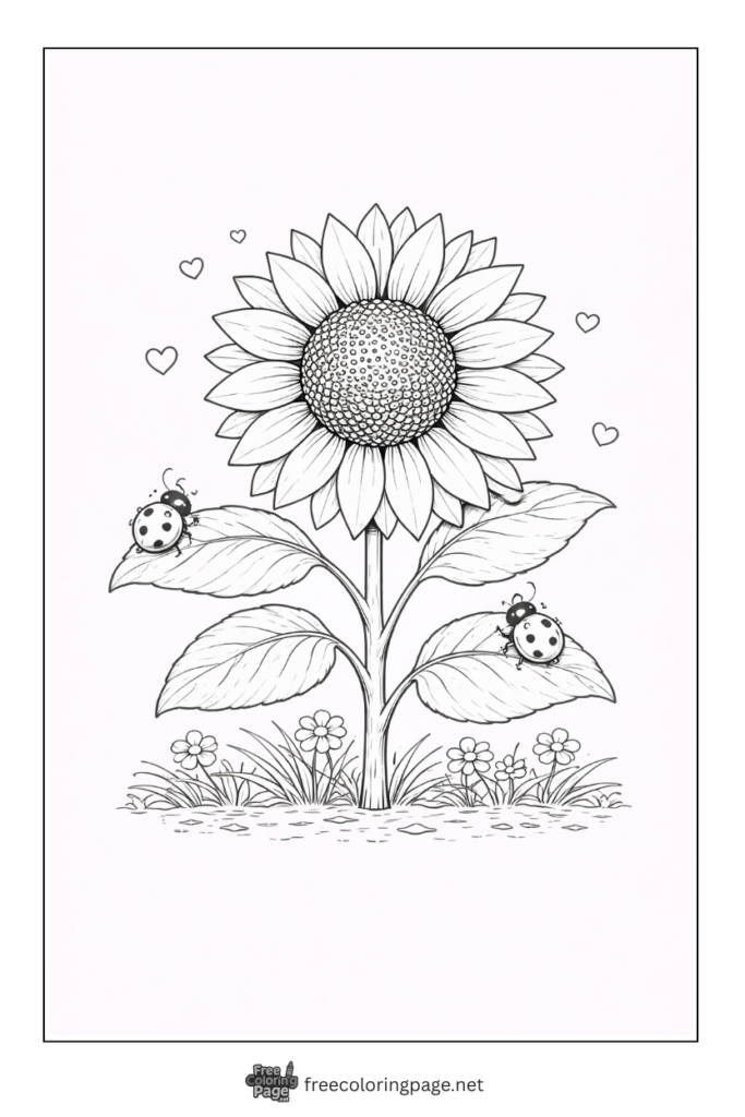coloring page of sunflower in spring