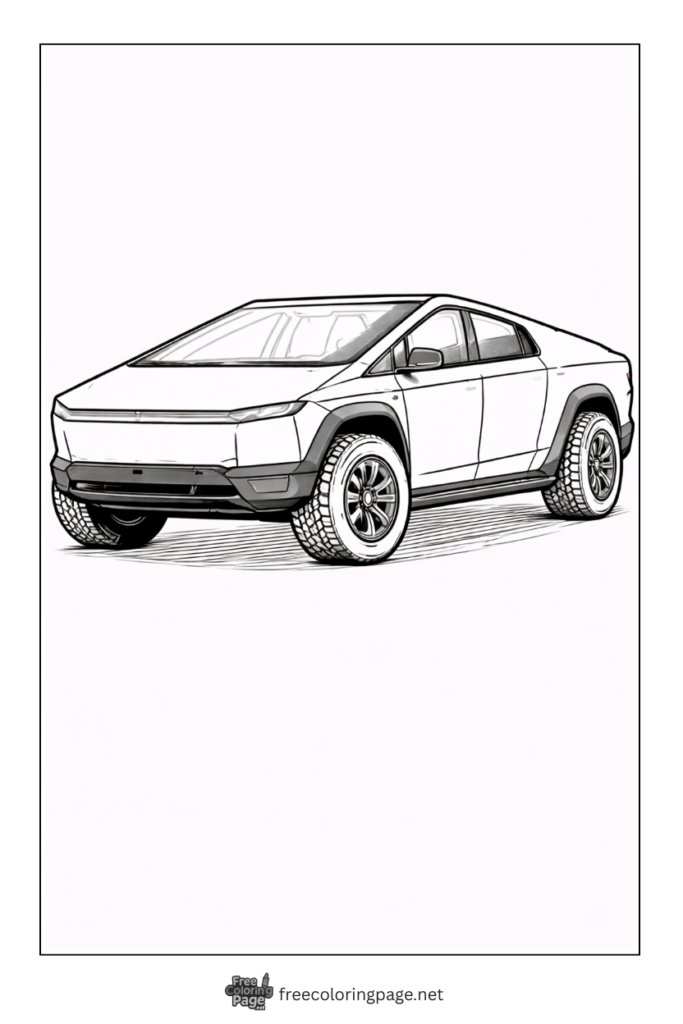 coloring page of tesla cybertruck