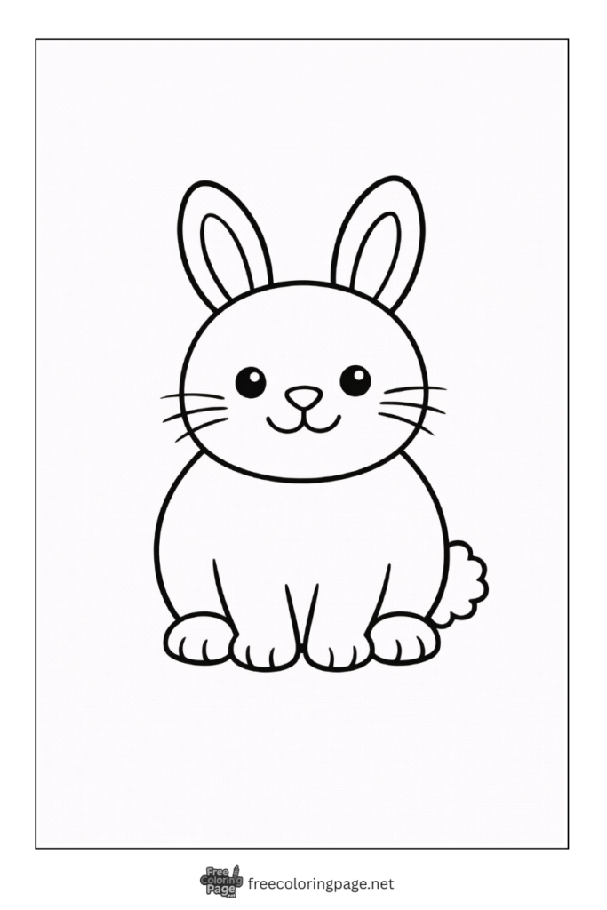 coloring page of very easy outline of bunny