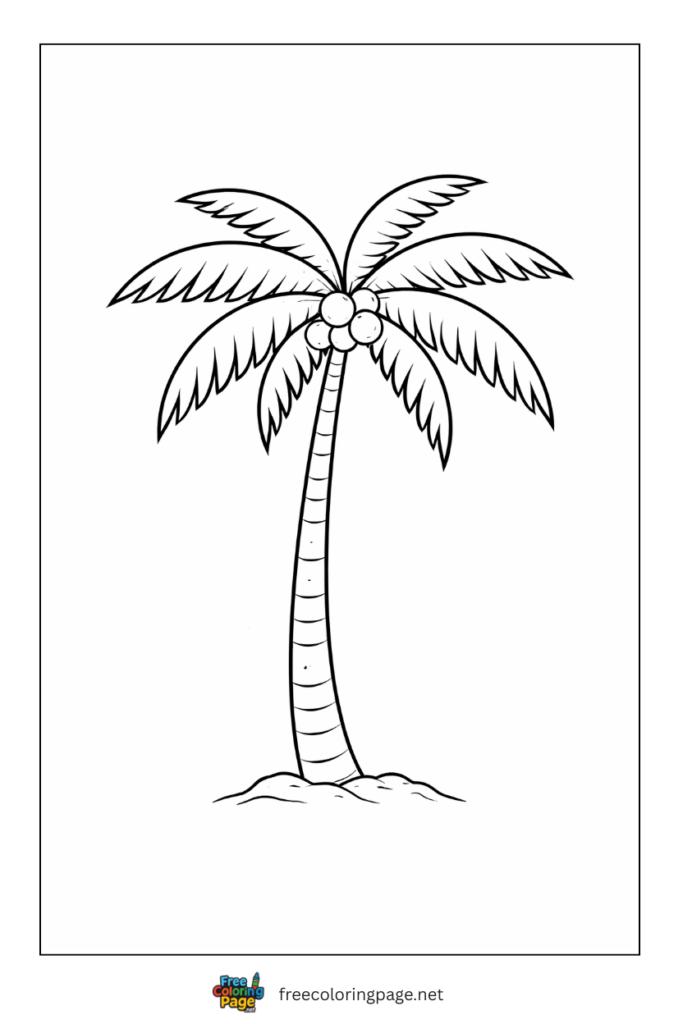 coloring page of coconut tree silhouette