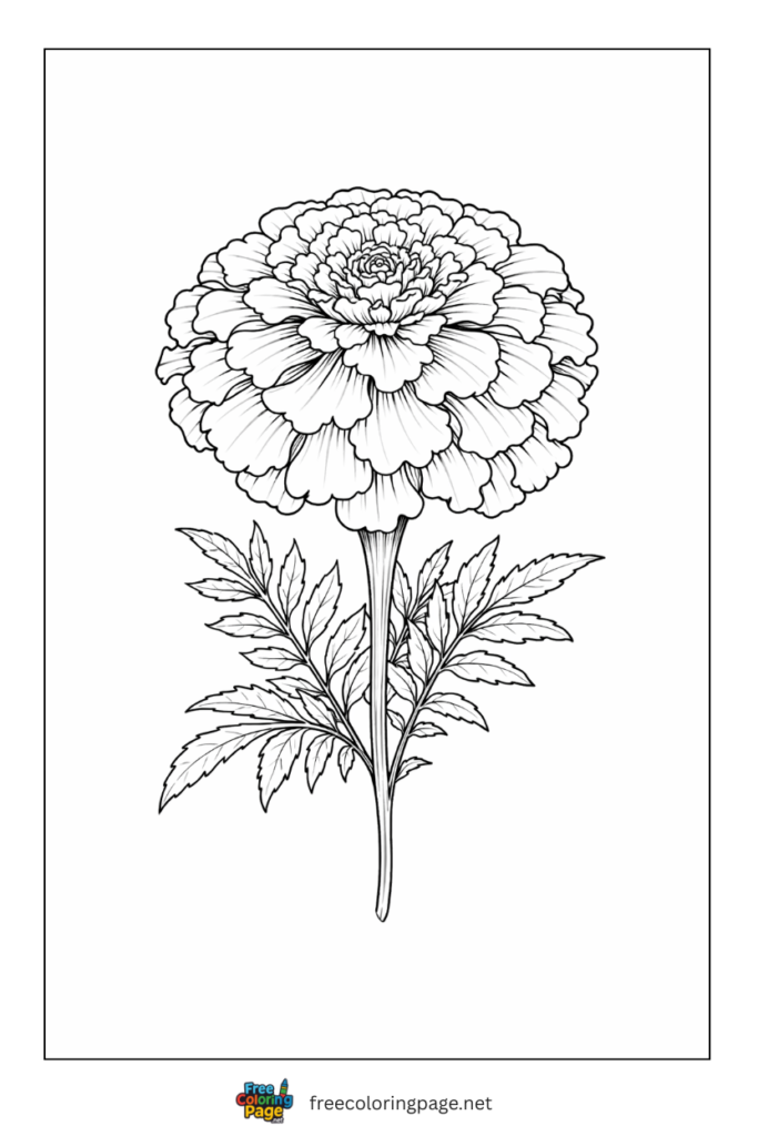 coloring page of marigold flower