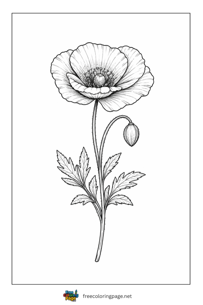 coloring page of poppy flower