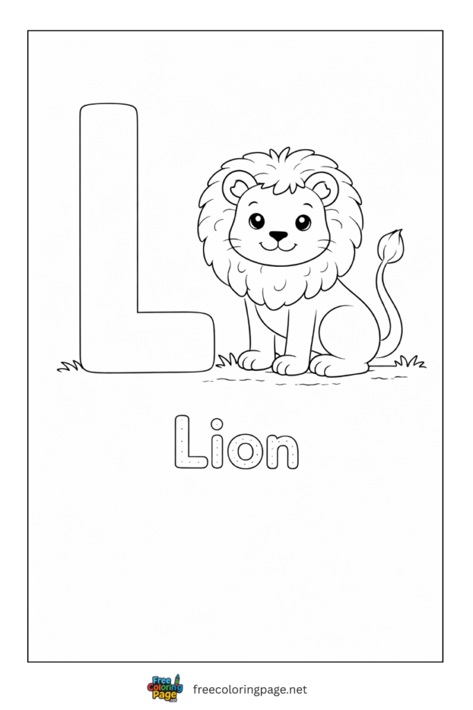 coloring page alphabet l  representing lion