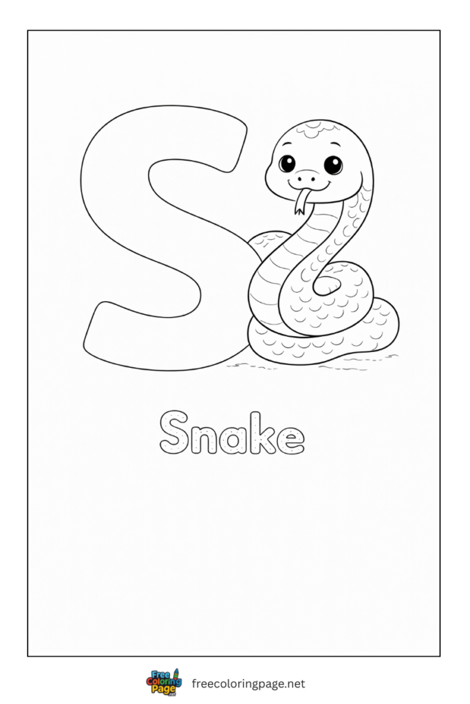 coloring page alphabet s  representing snake