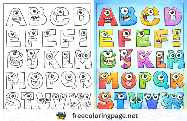 alphabet lore coloring pages showing colored too