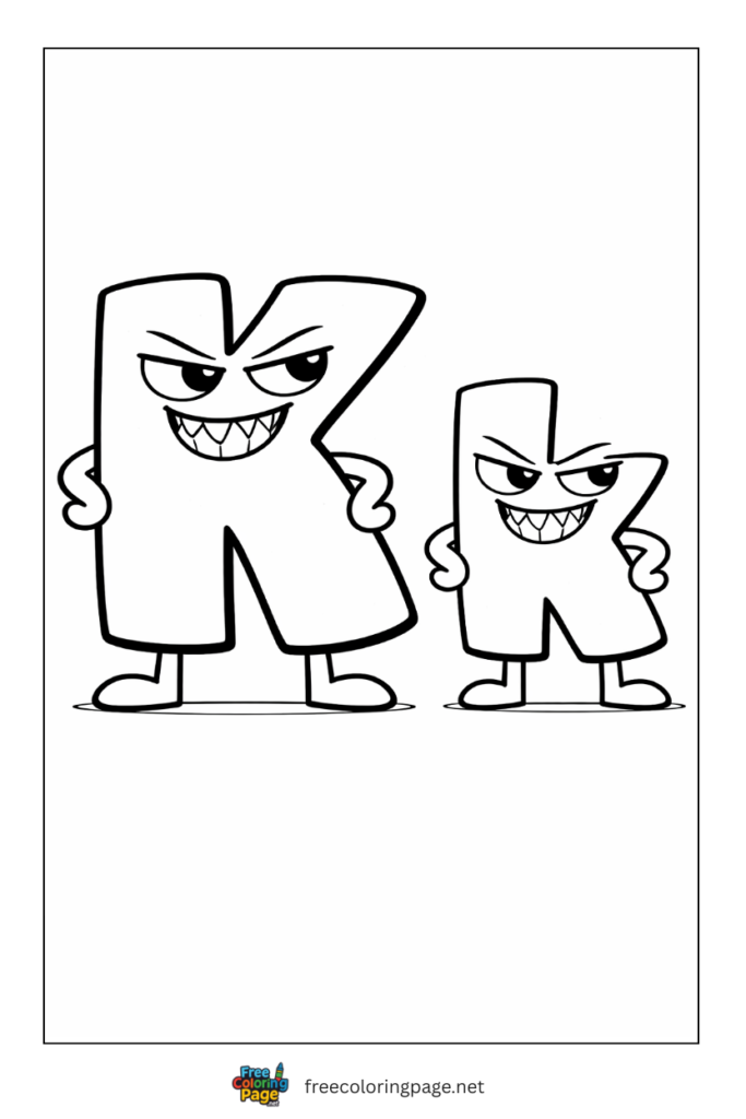 coloring page alphabet lore k