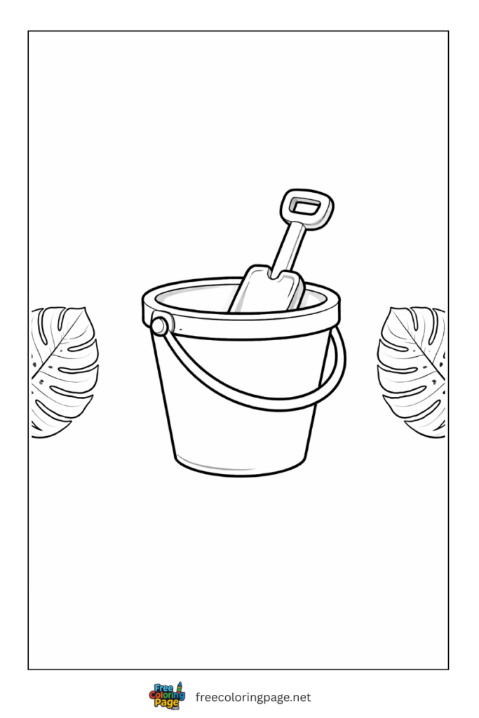 coloring page of beach bucket and shovel