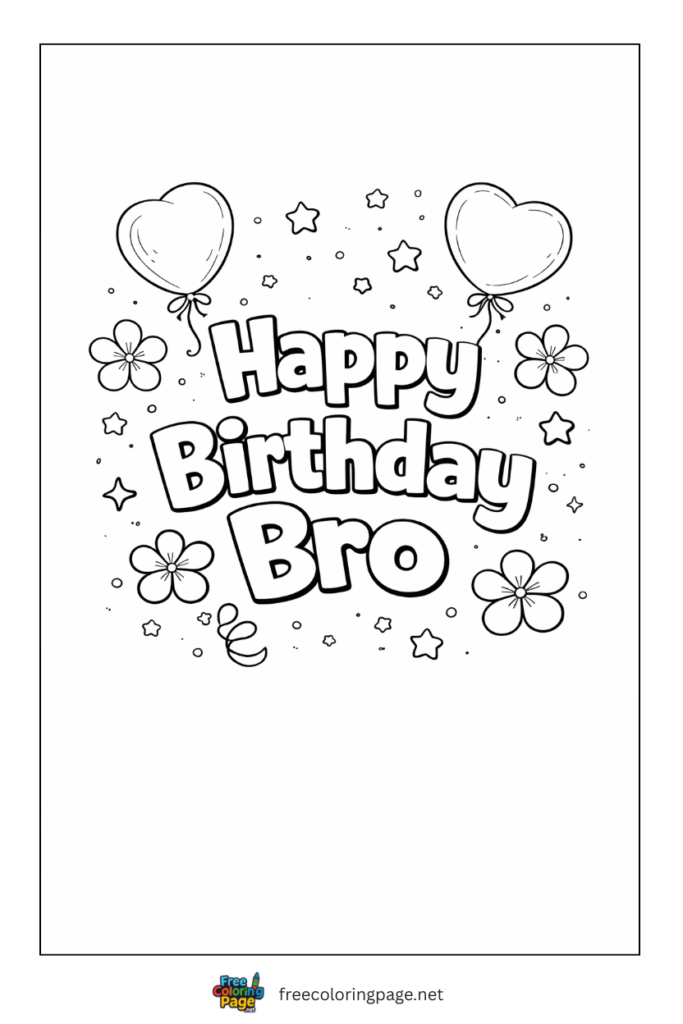 coloring page of happy birthaday bro