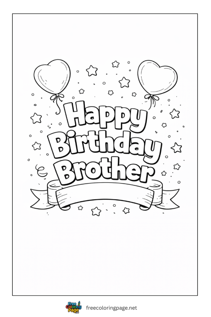 coloring page of happy birthaday brother