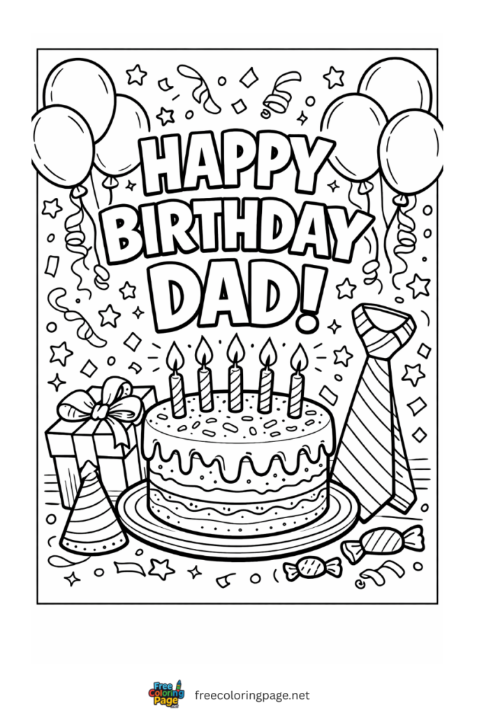 coloring page of happy birthday dad