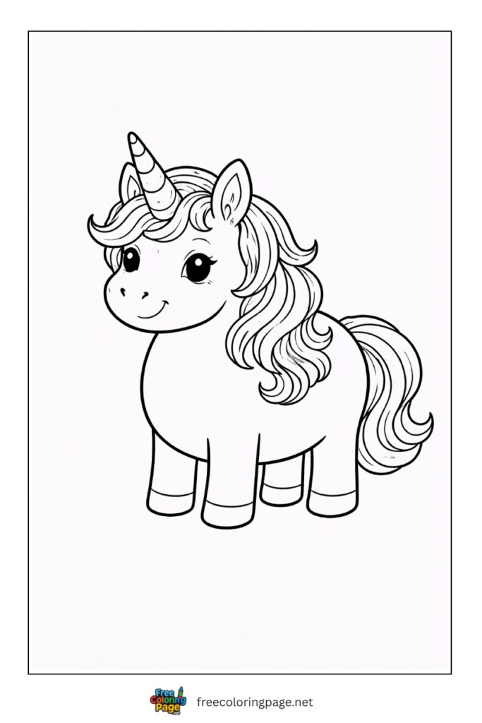 coloring page of easy unicorn outline
