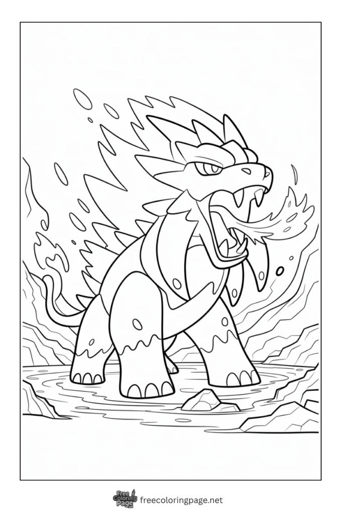 coloring page of legendary pokemon entei