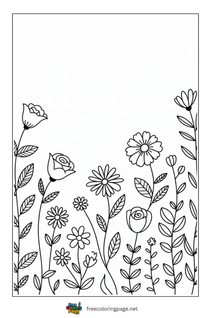coloring page of flower branches 