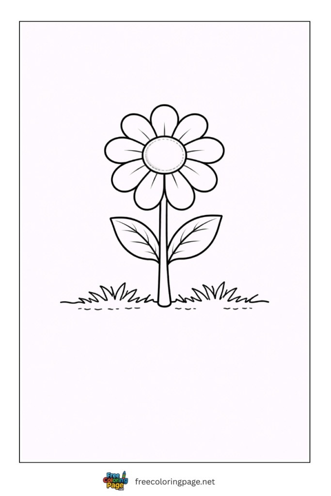 coloring page of very easy flower emerging from soil