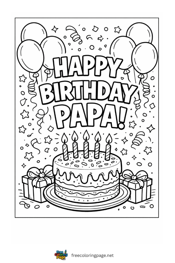 coloring page of happy birthday papa
