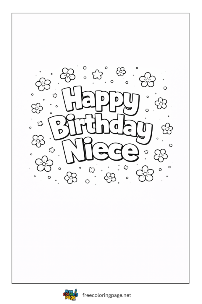 coloring page of happy birthday niece