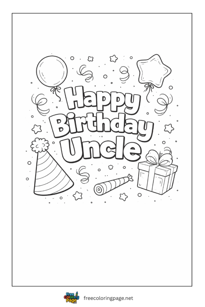 coloring page of happy birthaday uncle
