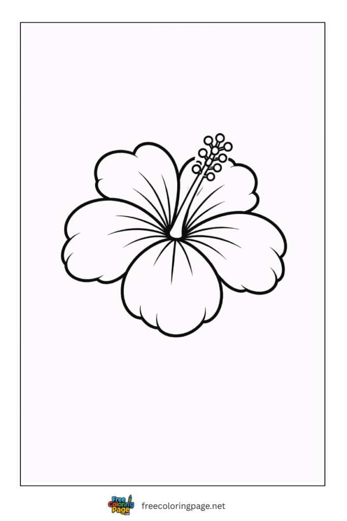 coloring page of very easy hibiscus flower head