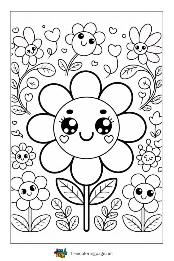 coloring page of very easy blushing flower design