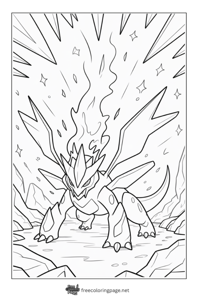 coloring page of legendary pokemon kyurem