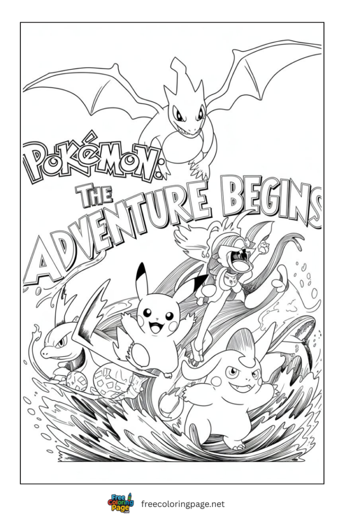 coloring page of pokemon poster for adults