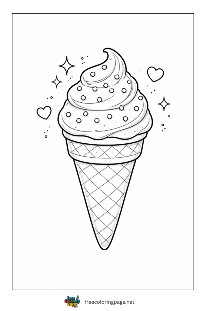 coloring page of cone ice cream