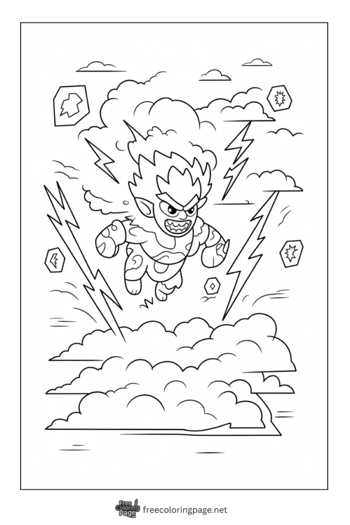 coloring page of legendary pokemon thundurus