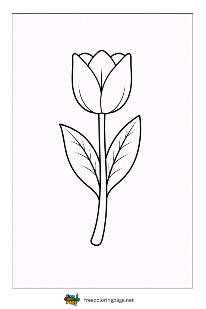 coloring page of very easy tulip flower