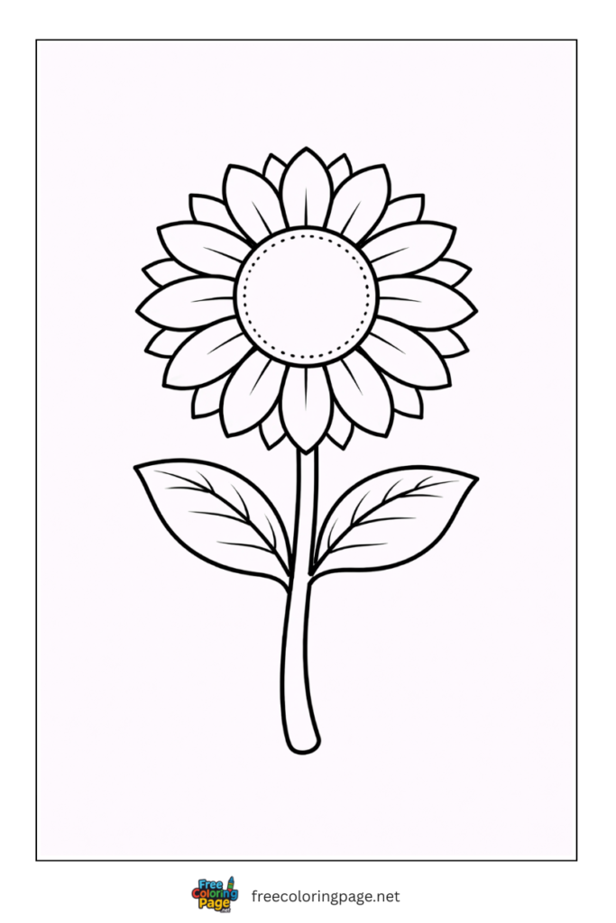coloring page of very easy sunflower