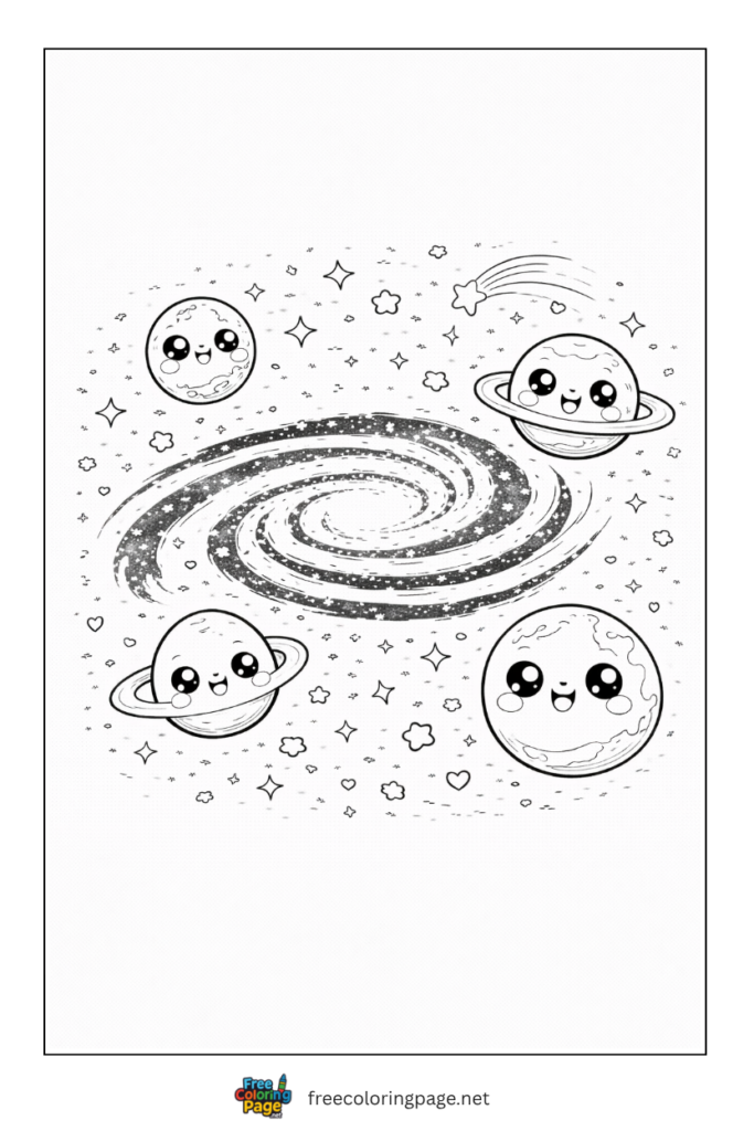 coloring page of kawaii glaxy