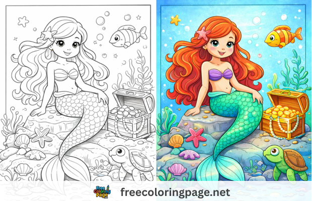 mermaid coloring pages for kids